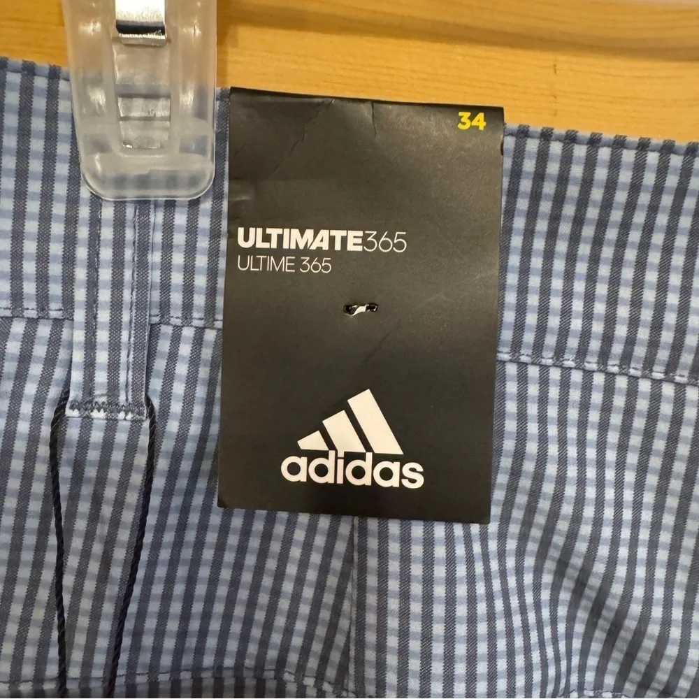 Adidas Men Blue Tech Ink Gingham Golf Shorts 34 Ultimate365 NWT Stretch